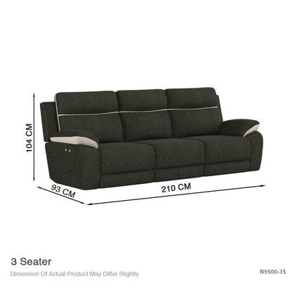 Mono Fabric 3 Seater Recliner Sofa
