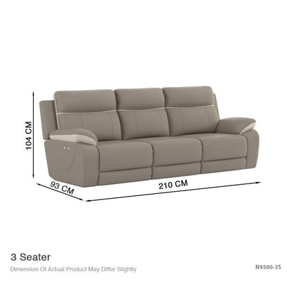 Mono Half Leather Cowhide 3 Seater Recliner Sofa