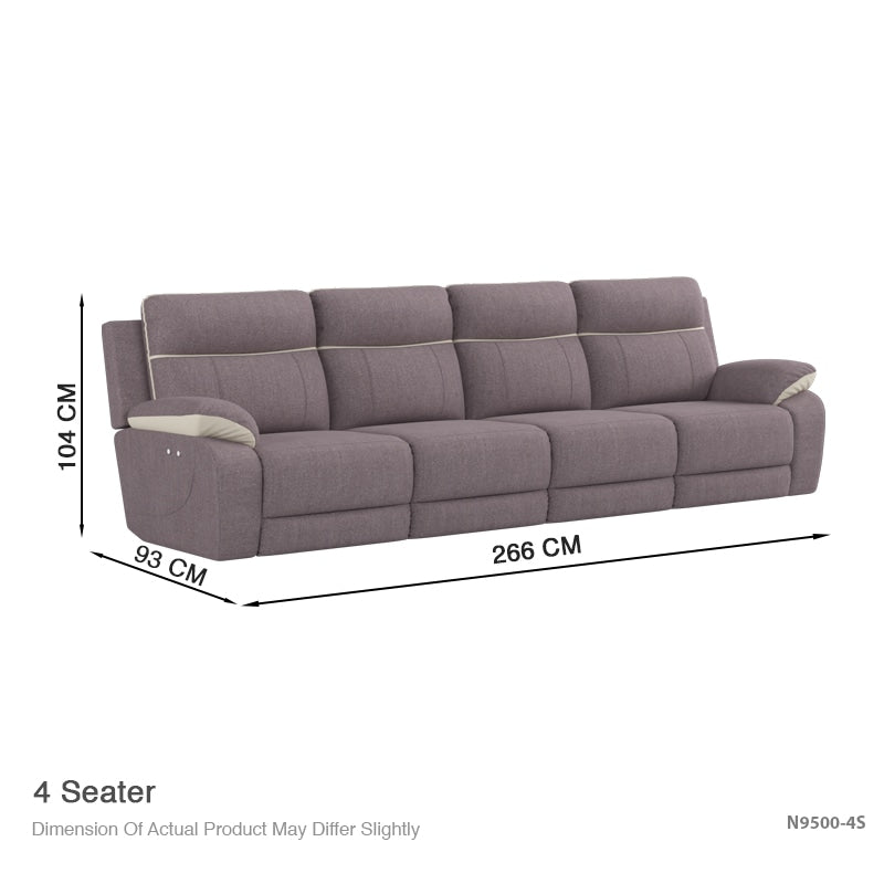 Mono Fabric 4 Seater Recliner Sofa