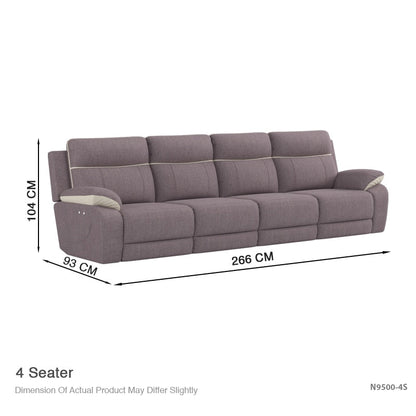 Mono Fabric 4 Seater Recliner Sofa