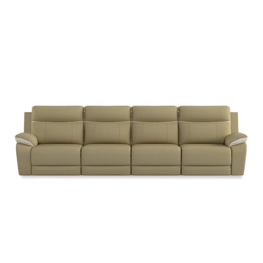 Mono Half Leather Cowhide 4 Seater Recliner Sofa