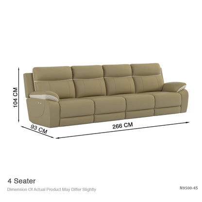 Mono Half Leather Cowhide 4 Seater Recliner Sofa