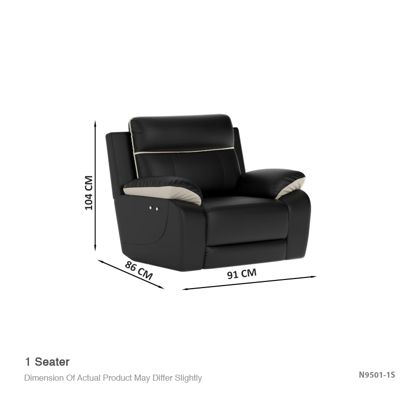 Nina Half Leather Cowhide 1 Seater Sofa
