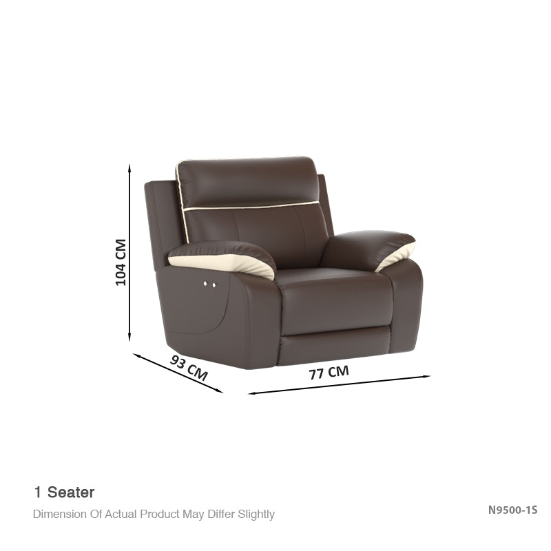 Mono Half Leather Cowhide 1 Seater Recliner Sofa