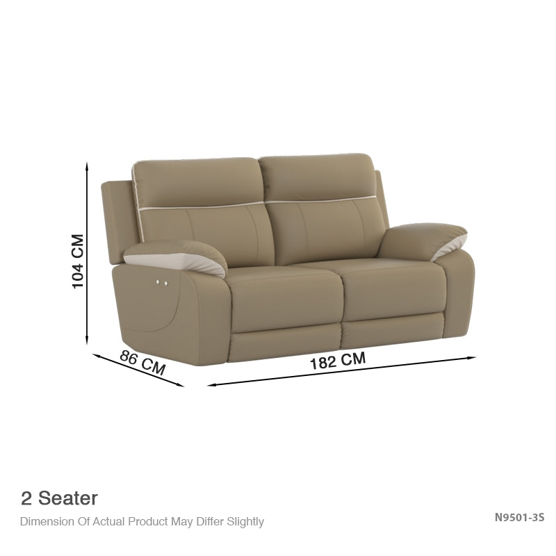 Nina Half Leather Cowhide 2 Seater Sofa