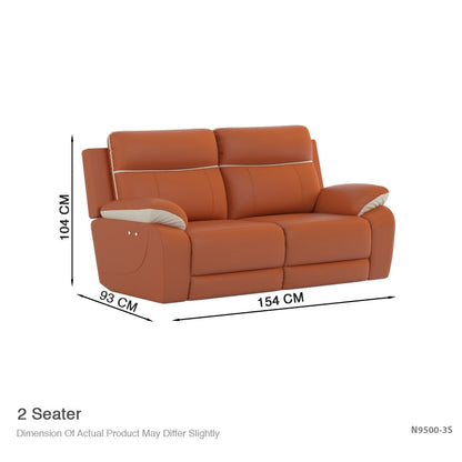 Mono Half Leather Cowhide 2 Seater Recliner Sofa