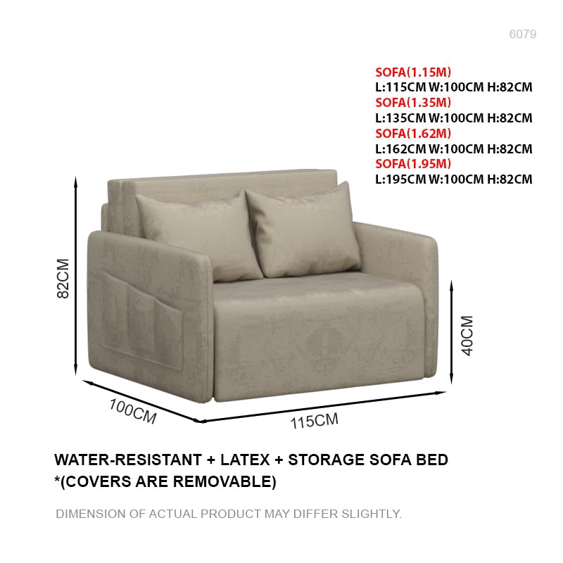 Nora Waterproof Latex Storage Sofabed (Removable Cover)