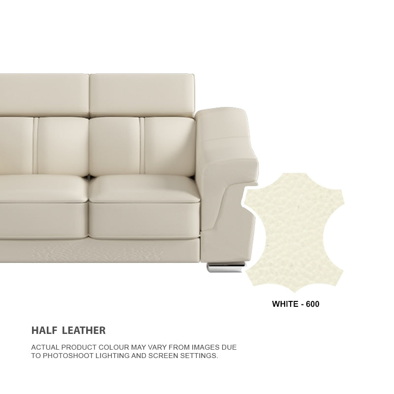 Lyla Half Leather Cowhide 2 Seater With Chaise Sofa
