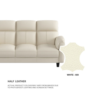 Helen Half Leather Cowhide 2 Seater With Chaise Sofa